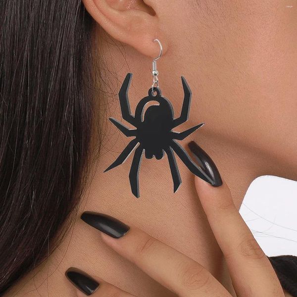 Pendientes colgantes acrílicos araña Crazy Halloween novedad negro único Punk joyería exagerada accesorios de moda para niñas