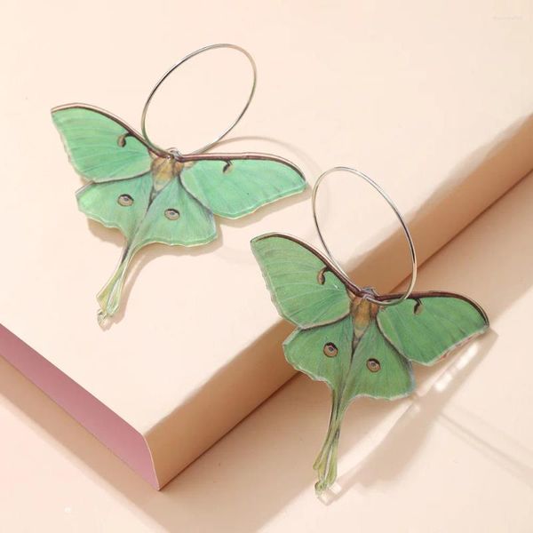 Boucles d'oreilles pendantes Actias Pose de repos Vert Saturn Moth REPLICA Cadeaux pour femmes filles