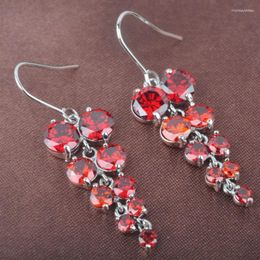 Boucles d'oreilles pendantes en pierre rouge, Design Adorable, bijoux pour femmes, LS082