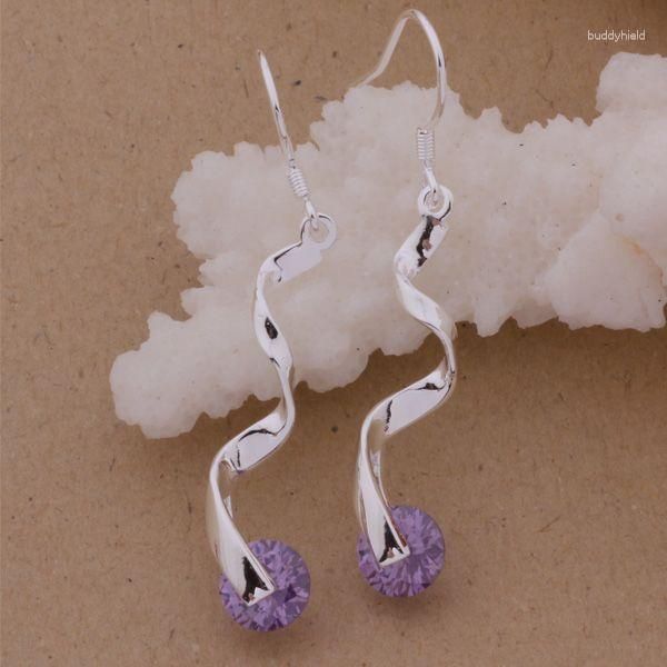 Boucles d'oreilles pendantes AE572, bijoux tendance, vente en gros, ruban incrusté de pierre violette/bwraknya Bxeakola