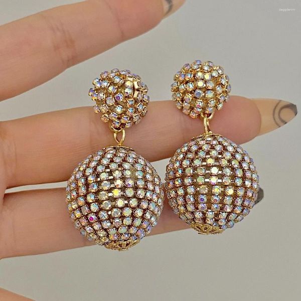 Boucles d'oreilles pendantes AENSOA boule de cristal goutte femmes luxe géométrique plein strass brillant 2024 mode fête bijoux de mariage