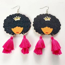 Boucles d'oreilles en peluche Afrique Styl Wood Texture de boucles d'oreille Bijoux Modèle à tendance Affichage des femmes de haute qualité Drop pour les vacances