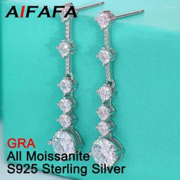 Boucles d'oreilles pendantes AIFAFA réel 3 carats certifié Moissanite goutte pour les femmes S925 en argent Sterling long gland boucles d'oreilles bijoux fins GRA