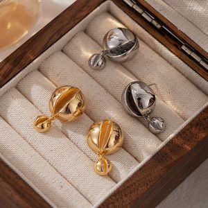 Dangle Oorbellen Air Ball Luxe Hoogwaardige Vergulde Eenvoudige Metalen Druppel Oorbel Voor Vrouwen Glanzend 925 Zilveren Naald Oor Sieraden Geschenken