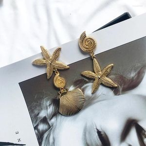 Boucles d'oreilles pendantes en alliage, conque pour coquille, bijoux de créature marine