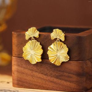 Boucles d'oreilles pendantes Amaiyllis S925 en argent Sterling personnalisé fleur feuille rétro exagéré métal goutte bijoux