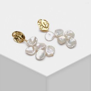 Boucles d'Oreilles Pendantes Amorita Boutique Luxueuses et Elégantes Perles Plates Raisin Chaîne Goutte