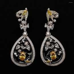 Boucles d'oreilles pendantes Amorita Luxry goutte d'eau émail bijoux de mariée fleur oiseau zircone pour cadeau d'anniversaire de fête