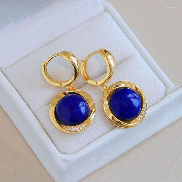 Pendientes colgantes de oro antiguas ideas de manifestación de oro retro luminosidad de lujo lazuli azul para mujeres joyas de gotas de gota de alta gama