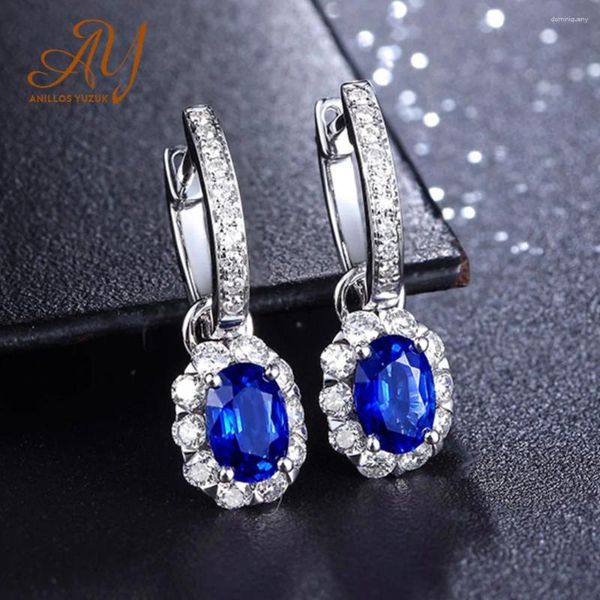 Orecchini pendenti Anelli Yuzuk Moda Argento Vintage Ovale Rosso Blu Topazio Pietra preziosa per donna Gioielleria raffinata