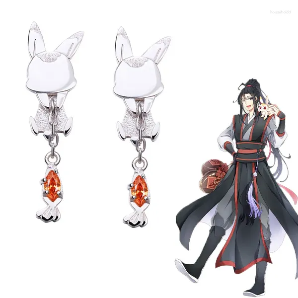 Boucles d'oreilles pendantes Anime Mo Dao Zu Shi boucle d'oreille grand maître de la culture démoniaque Wei Wuxian Lan Wangji Cosplay femmes lapin oreille goujons pendentif