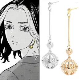 Boucles d'oreilles pendantes Anime Tokyo Revengers pendentif Kazutora Hanemiya métal or argent couleur accessoires Cosplay accessoires bijoux cadeau pour les Fans