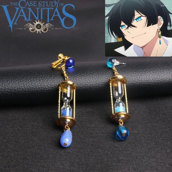 Boucles d'oreilles pendantes Anime Vanitas, étude de cas sans Karte, accessoires de Cosplay, goutte de sablier pour petits clous, manchette d'oreille