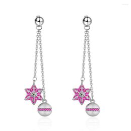 Boucles d'oreilles en peluche anka étoiles de mer cubique zirconie longue tendance mignonne étoile avec des bijoux en balle pour les femmes cadeaux # 132867