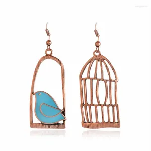 Dange oorbellen Antiek DIY Design Blue Bird Animal Cage Email Pendant Creatieve genderseks Seks sieraden Vrienden Geschenk