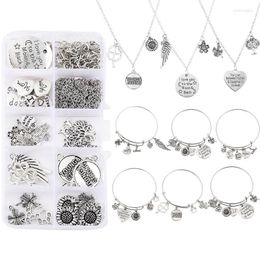 Bengelen oorbellen Antiqued Tibetaanse zilveren oorbel kroonluchter sieraden Kit voor drop charm hanger ketting