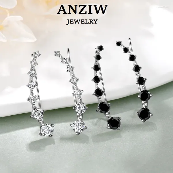 Anziw – boucles d'oreilles pendantes 7 étoiles, grimpeur d'oreille complet en Moissanite, crochet de manchette en argent 925 pour femmes et filles, bijoux cadeaux 2024