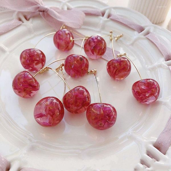 Pendientes colgantes AOMU 2023 Japón coreano cereza en forma de fruta gota para mujeres dulces niñas lindos Brincos línea Pendientes regalos de joyería