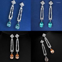 Bengelen oorbellen apaison druppel voor vrouwen 925 sterling zilver 10 14 mm multicolor hoge koolstof diamant mousserende sieraden geschenk groothandel