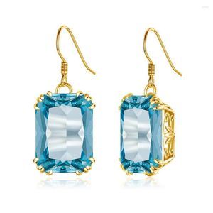 Dange oorbellen Aquamarine Silver 925 Sky Blue Topaz Drop for Women Gemstone Party Valentines Earring Fijne sieraden geschenken