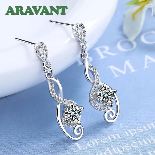 Pendientes colgantes Aravant 925 Silver Music nota de circón Drop For Women Fashion Jewelry