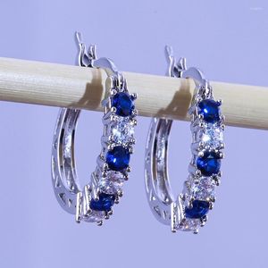 Boucles d'oreilles pendantes arrivée 925 en argent Sterling Pendientes mode rond cercle clair mosaïque CZ Zircon goujon pour les femmes bijoux Brincos