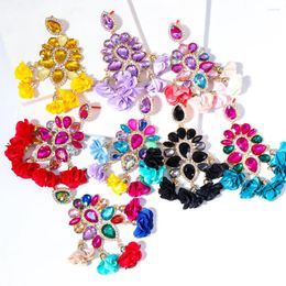Boucles d'oreilles pendantes style bohémien, faites à la main, cristal, mode, frange colorée, pompon pour femmes, bijoux de luxe, vente en gros