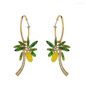 Pendientes colgantes llegada Casual cristal circón cobre coco planta pendiente para mujer venta al por mayor hecho a mano lindo cita regalo