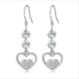 Pendientes colgantes llegada cristal piedra corazón pendiente joyería para mujer regalo moda 925 plata 2023 moda chicas largo Bijou candelabro