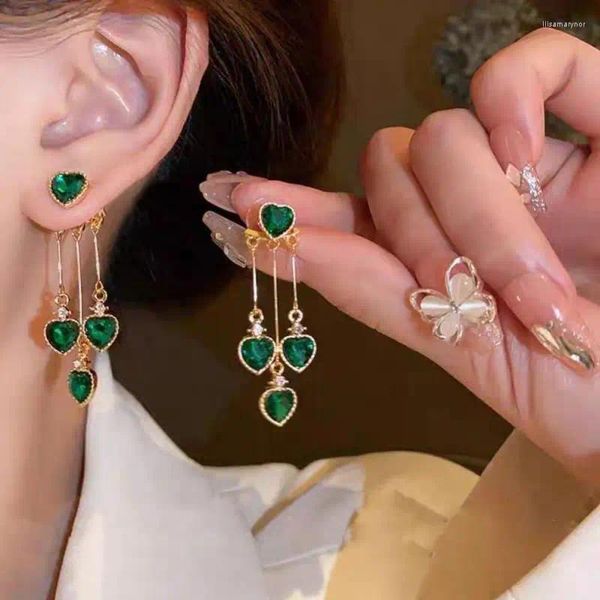 Pendientes colgantes llegada gota antigua perla arco flor estilo Retro elegante moda verde Simple joyería coreana femenina