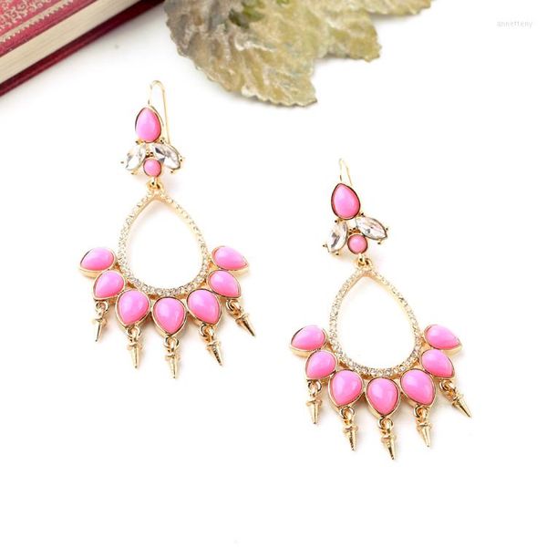 Boucles d'oreilles pendantes arrivée mode charme fête dames Bijoux goutte d'eau rose lustre boucle d'oreille 2023