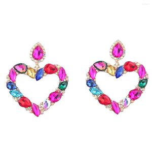 Boucles d'oreilles pendantes arrivée verre cristal grand coeur pour femmes mode bijoux fête spectacle dame déclaration accessoires