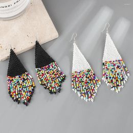 Dangle boucles d'oreilles arrivée bijoux accessoires ethnique coloré perles de rocaille gland bohême à la main perlé Dangel goutte femmes Boho 2022