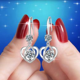 Pendientes colgantes llegadas Color plata moda elegante atractivo tendencia circón corazón gota para mujer chica joyería de fiesta 1Y001