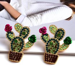 Dangle Oorbellen komen in Cactusvormig Metaal Geolied Kristal Hoogwaardige Strass Mode-sieraden Voor Vrouwen Groothandel