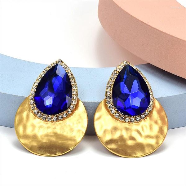 Boucles d'oreilles pendantes pour femmes, couleur or, verre métallique, haute qualité, classique, mode, accessoires de bijoux en cristal, vente en gros