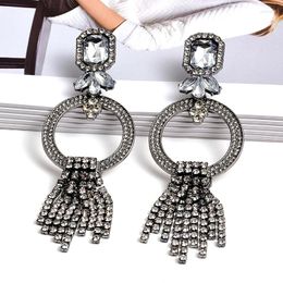 Boucles d'oreilles pendantes pour femmes, accessoires de bijoux tendance, longs cristaux, goutte d'eau, vente en gros