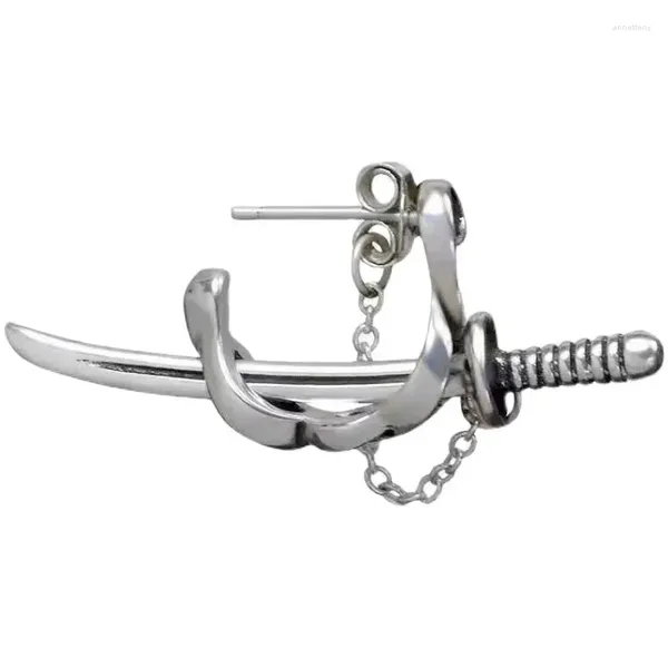 Boucles d'oreilles en pente flèche croix épée couteau oreille couteaux en argent sterling aiguille à aiguille samurai punk hip hop clip de style unisexe