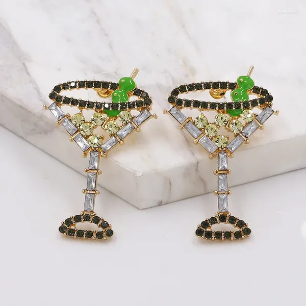 Boucles d'oreilles pendantes Style Art Déco GOUTTE DE VERRE MARTINI SEC POUR FEMMES Accessoires pour alcool |Cadeaux Olives Cristal