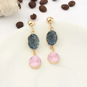 Boucles d'oreilles en peluche artificielle ovale druzy gouttes pour les femmes accessoires de bijoux drusés de mode