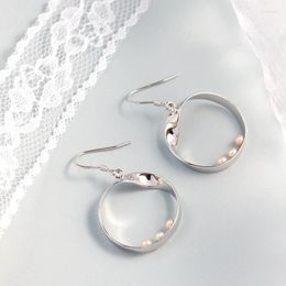 Pendientes colgantes Auténticos 925 Parrería de plata esterlina con incrustación de agua dulce de agua dulce Crossion Circular Regalo de joyería