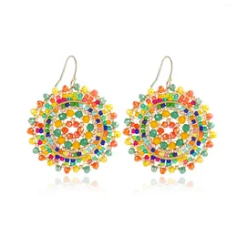 Boucles d'oreilles enveloppées Badu Boho Perles de cristal colorées Big Drop Handmade Seed Crochet For Women Miyuki déclaration Jewelry