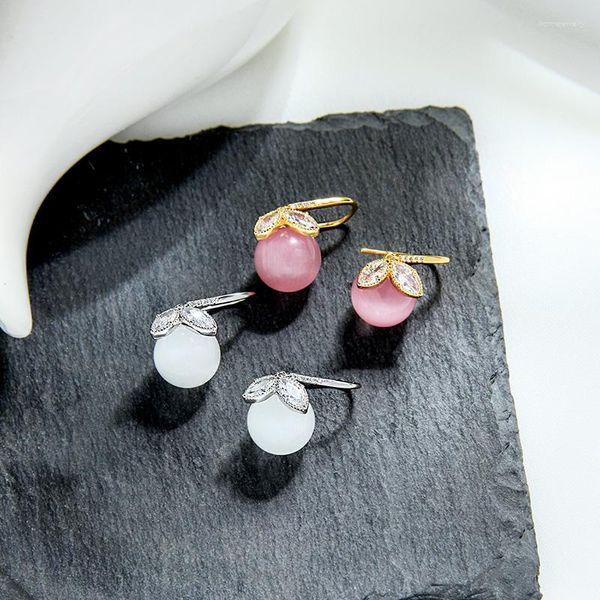 BALANBIU – boucles d'oreilles pendantes en verre opale délicat, goutte de feuille en queue de poisson pour femmes, bicolore en laiton, accessoires de bijoux à la mode 2023