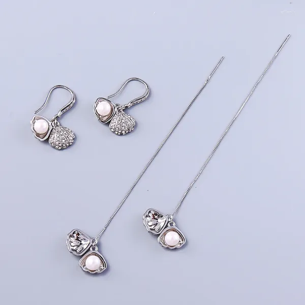Boucles d'oreilles pendantes BALANBIU couleur or blanc cristal imitation coquille acrylique perle enfileur boucle d'oreille pour femmes deux types bijoux de mode goutte