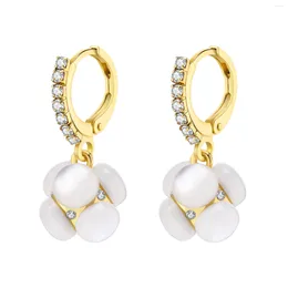 Boucles d'oreilles pendantes en forme de boule pour femmes, cerceau scintillant en zircone, bijoux à la mode, cadeau