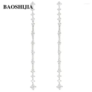 Boucles d'oreilles enveloppe Baoshijia 0.68ct de la mode longue Diamants naturels Solid 18k or blanc beau bijourie féminine classique