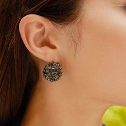 Boucles d'oreilles pendantes Baoyocn haute qualité solide 1 PC 925 argent Sterling noir Spike sphère Mono vert Zircon hérisson boule boucle d'oreille femmes bijoux