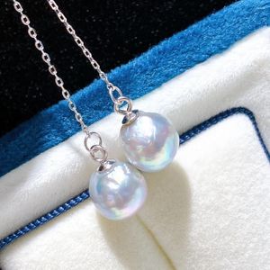Boucles d'oreilles pendantes baroques Akoya, perle d'eau de mer pour femmes, chaîne en argent S925, Style coréen, bijoux fins mignons pour petite amie