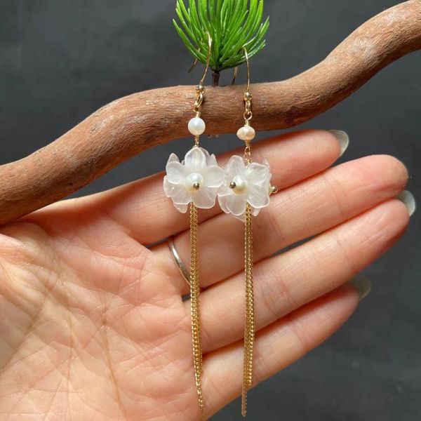 Pendientes colgantes Perla Barroca Natural Mujer Diseñador Tallado Con Cuentas Encanto Joyería Blanca Piedras Preciosas Encantos 925 Talismanes De Plata Regalo