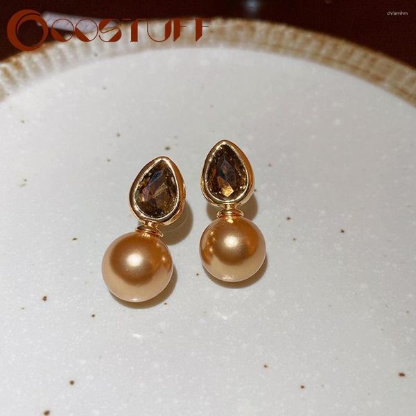 Boucles d'oreilles pendantes baroques simples, mode coréenne, Champagne français, clou en forme de larme pour femmes, bijoux délicats et doux